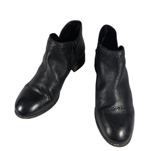 SKECHERS! BLACK GENUINE LEATHER "RIBBON THREADED" MEMORY FOAM BOOTS! SZ 8.5M - Picture 3 of 10